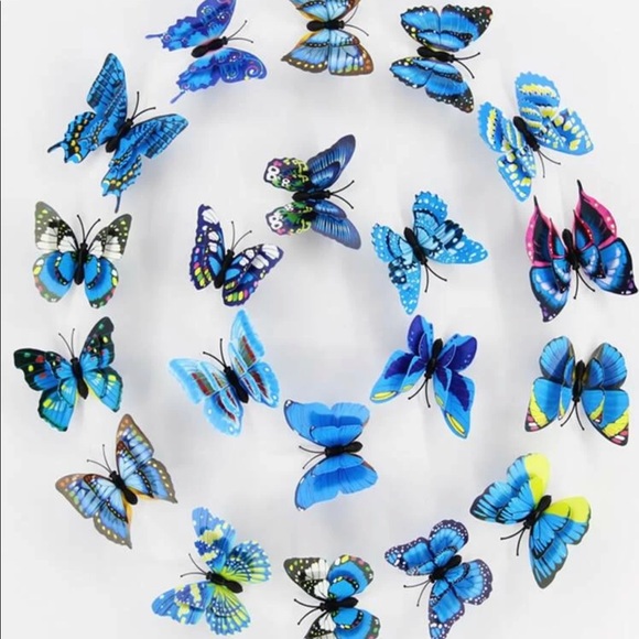 Wall Decor 3d Blue Butterfly Wall Decor Set Of 12 Poshmark